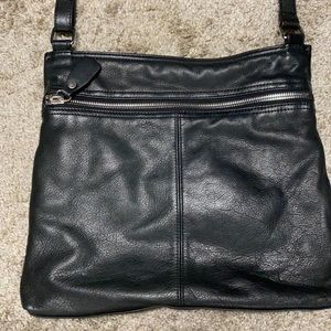 Black leather shoulder bag, like new